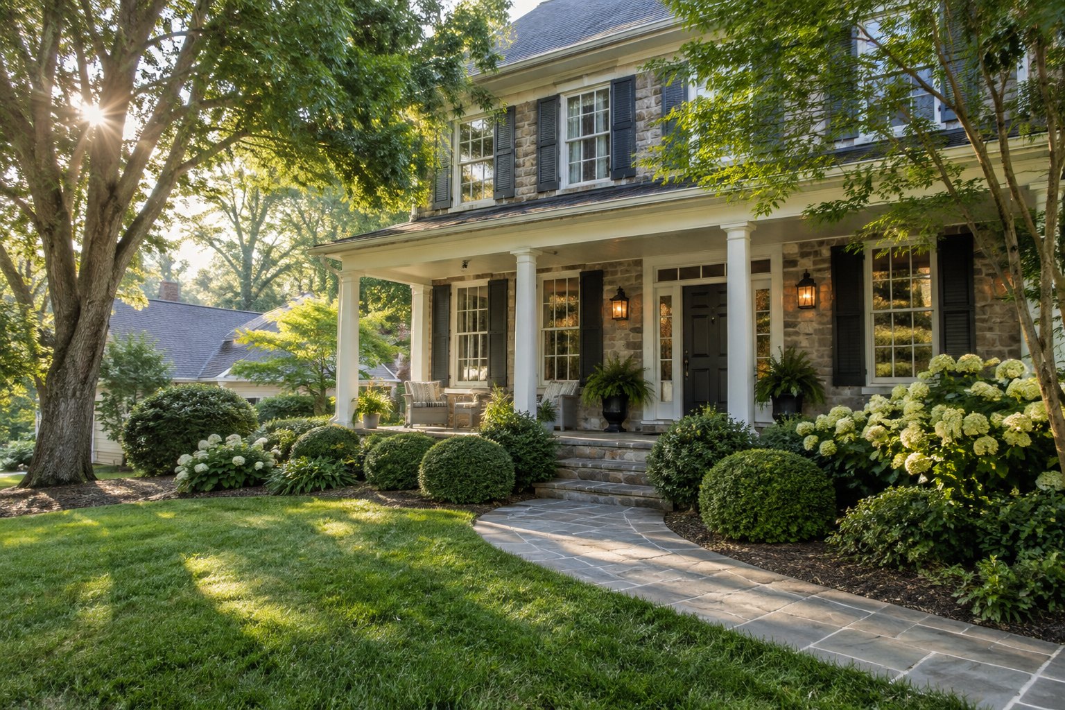 A Maryland home with a covered entry, illustrative